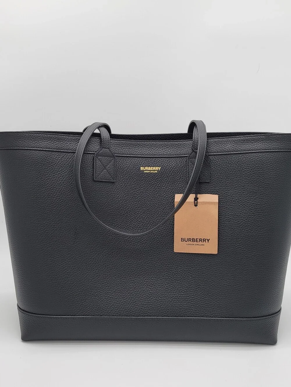 Burberry Medium Grainy Black Leather Tote Bag-NWT - Picture 2 of 11